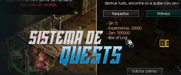 Sistema exclusivo de missões do lvl 1 ao lvl 400!